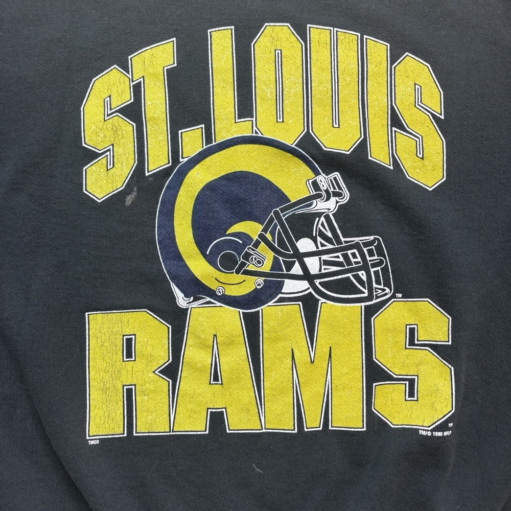 Vintage St Louis Rams Sweatshirt 1995 Crewneck Black Helmet XL - Picture 2 of 11
